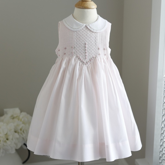 RARE Pink Dress Smocked Friedknit by Feltman Brothers 12 Month Spring LIKE NEW - Picture 3 of 8